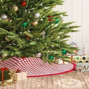 Threshold Red & White Check Plaid Tree Skirt NWT